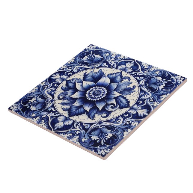 Intricate Rustic Indigo Azulejo Tiles (Side)