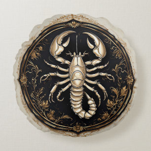Intricate Scorpion Design with Ornate Accents Round Pillow