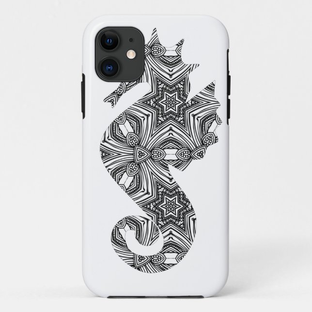 Intricate Seahorse Art Page for adults to colour Case-Mate iPhone Case (Back)
