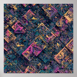 Intricate Seamless Detail: Micro-Fractal Circuit Poster