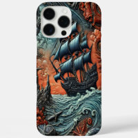 Intricate Ship Sailing Through a Wild Ocean Scene