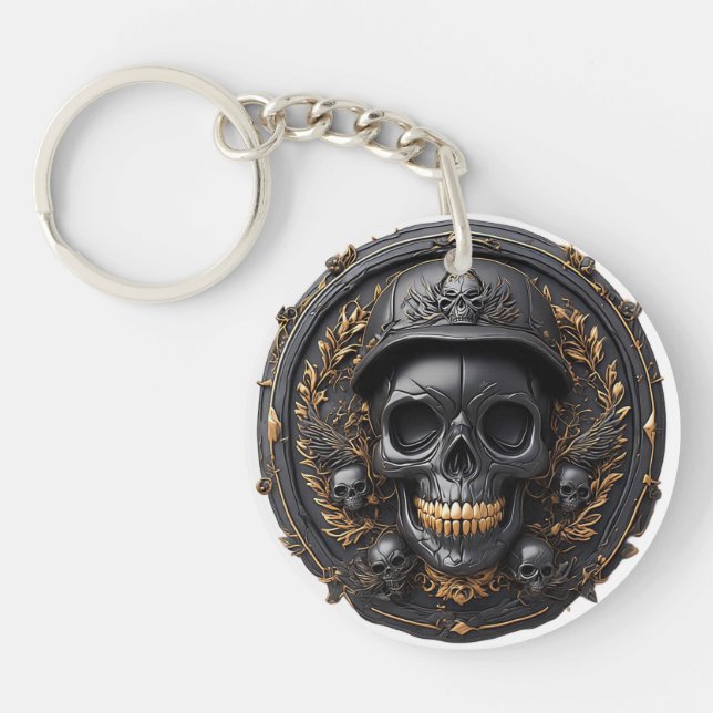 Intricate Skull Design Keychain (Front)
