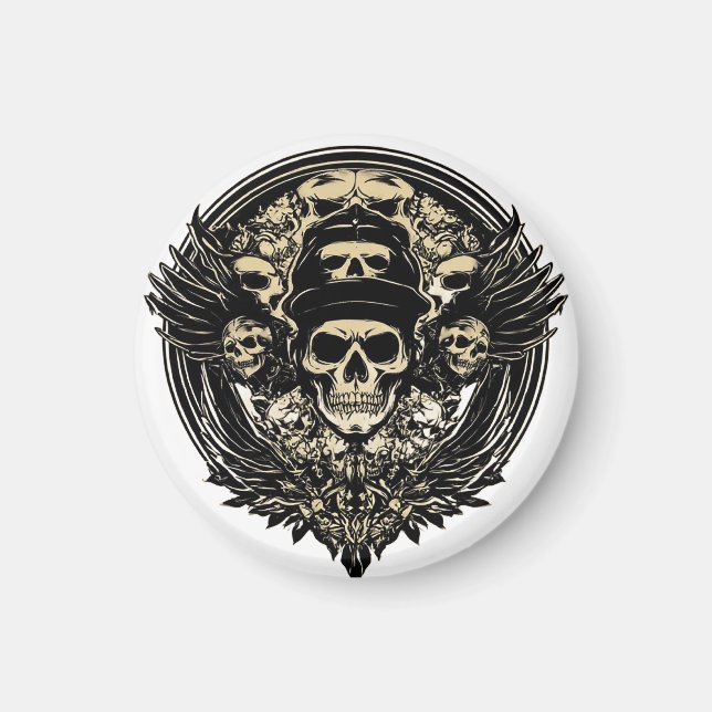 Intricate Skull Design Magnet (Front)