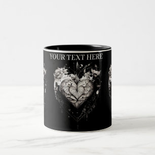 Intricate Smiling Tribal Gold Skull Two-Tone Coffee Mug