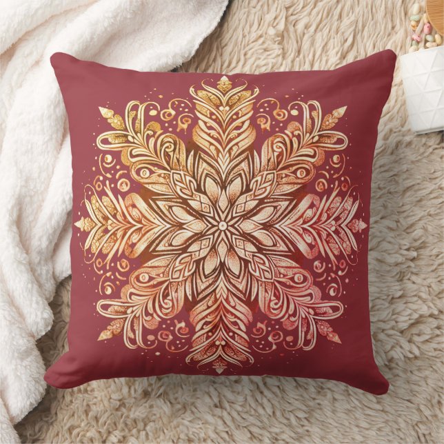 Intricate Snowflake Design Throw Pillow (Blanket)