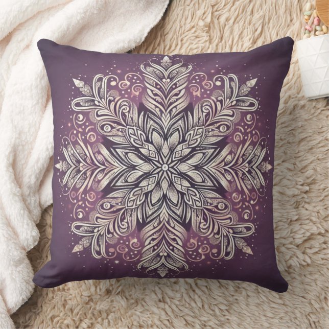 Intricate Snowflake Design Throw Pillow (Blanket)