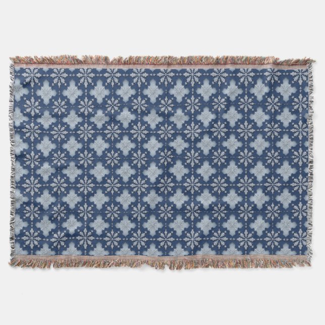 Intricate Snowflake Pattern Throw Blanket (Front)
