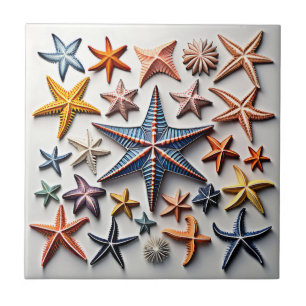 Intricate Starfish Line Art Tile