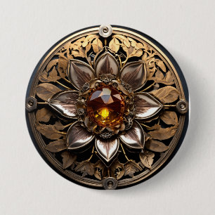 Intricate Steampunk Gears and Mechanisms in Multi- 3 Inch Round Button