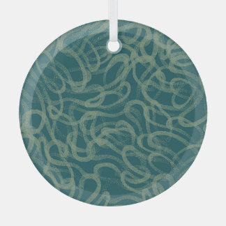 Intricate stippled texture, turquoise abstract pat glass ornament