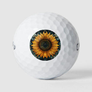 Intricate Sunflower Botanical Art Golf Balls