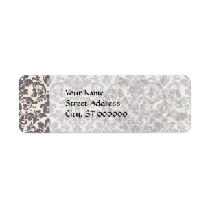 intricate taupe grey cream damask pattern