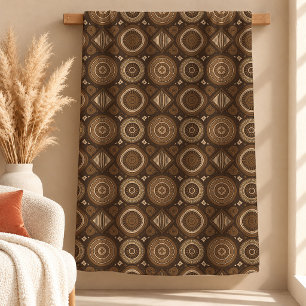 Intricate Terracotta African Throw Blanket Design