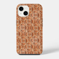 intricate terracotta coloured 3D geometric relief