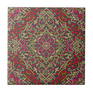 Intricate, Traditional Oriental Rug Motif Design Tile