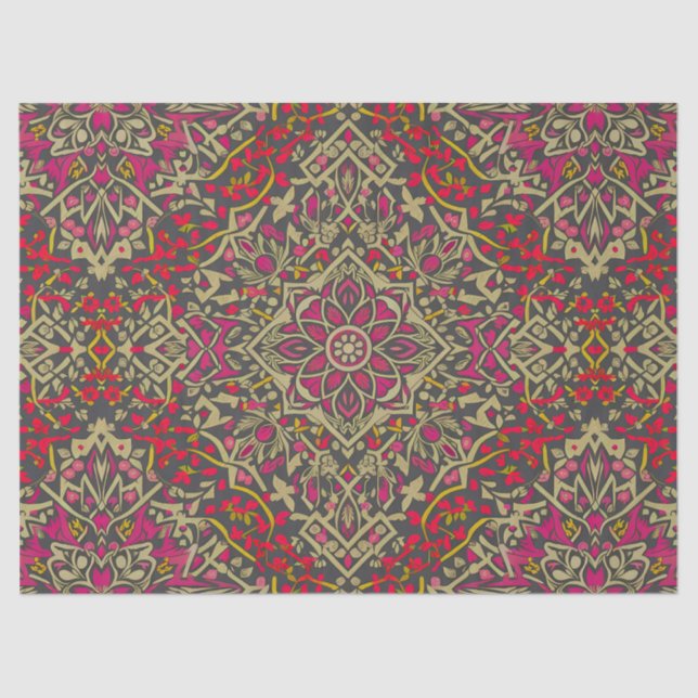 Intricate, Traditional Oriental Rug Motif Design Tissue Paper (Front)