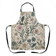 Intricate Vintage Floral Kitchen Apron Custom