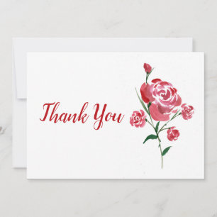 Intricate Watercolor Rose Thank You Card