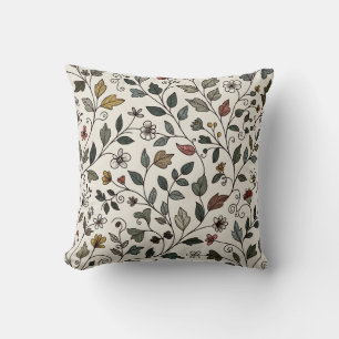 Intricate Whimsical Floral Garden Throw Pillow