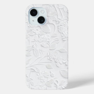 Intricate White Floral Embossed Phone Case