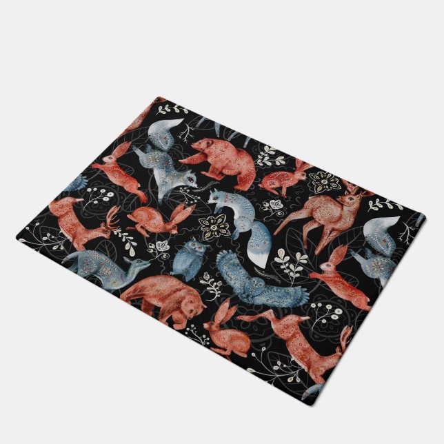  Intricate woodland animals pattern Doormat (Angled)