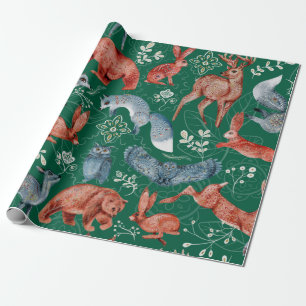 Intricate woodland animals pattern Wrapping Paper