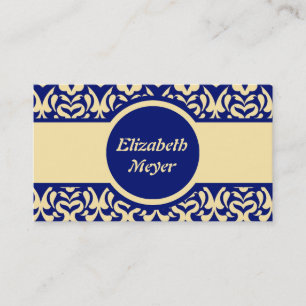 Intricate Yellow and Blue Heart Pattern Business Card