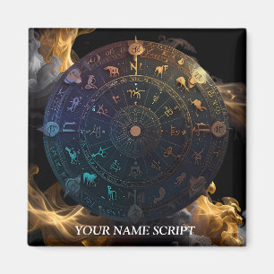 Intricate Zodiac Disc Astrology Art & Décor Magnet