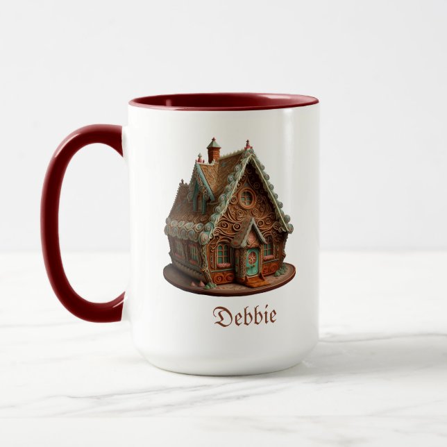 Intricately Designed Gingerbread House Coffee Mug (Left)
