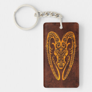Intrictate Stone Aries Symbol Keychain