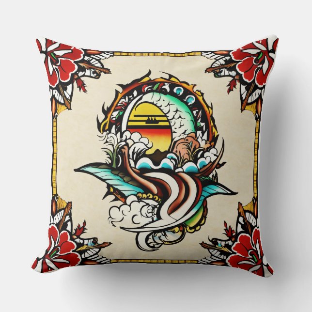 Introducing a tattod throw pillow. throw pillow (Front)