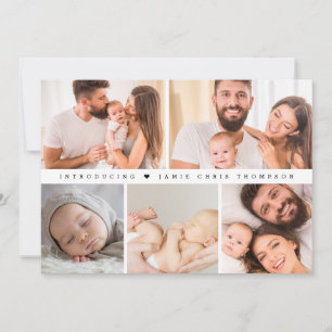 Introducing Baby Custom Family Photo Collage Thank Announcement
