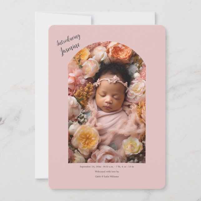 Introducing Baby Girl Photo Birth Announcement  (Front)