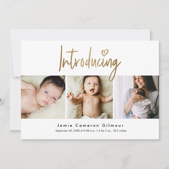 Introducing Baby Gold Script Custom photos Announcement (Front)