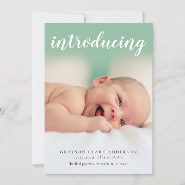 Introducing Baby Photo Birth Announcement (Front)