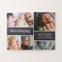 Introducing Baby Photo Collage Birth Announcement