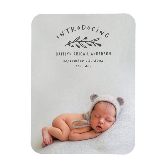 Introducing branch photo birth announcement magnet (Vertical)