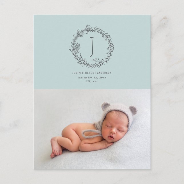 Introducing branch photo birth announcement postcard (Front)