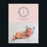 Introducing branch photo birth announcement postcard<br><div class="desc">Introducing hand drawn branch photo birth announcement. Colour can be changed.</div>