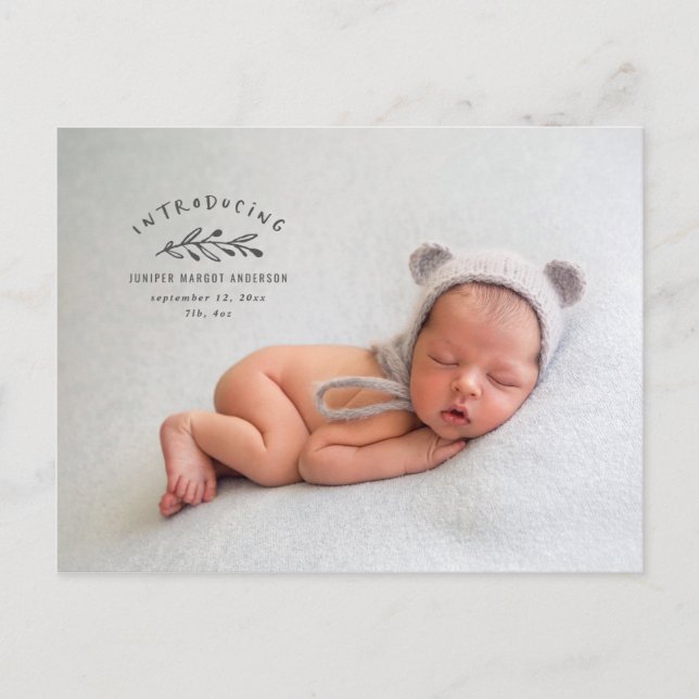Introducing branch photo birth announcement postcard (Front)