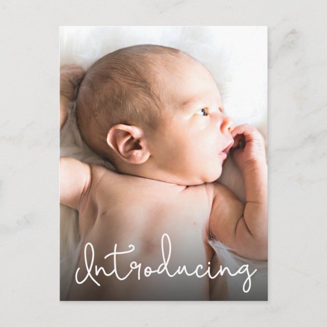 Introducing Cute Baby Photo with Birth Stat Postcard (Front)
