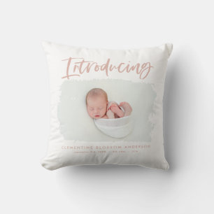 Introducing elegant minimal photo birth throw pillow