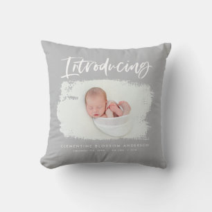 Introducing elegant minimal photo birth throw pillow