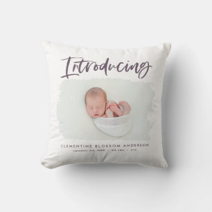 Introducing elegant minimal photo birth throw pillow