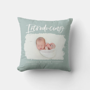 Introducing elegant minimal photo birth throw pillow
