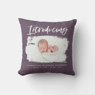 Introducing elegant minimal photo birth throw pillow