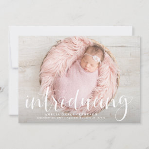 Introducing Handwritten Script Overlay Photo Birth Announcement