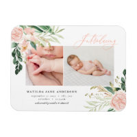 Introducing multi photo blush pink floral birth an