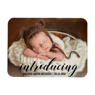 Introducing New Baby Hearts Announcement Photo Magnet