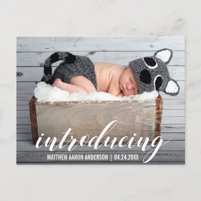 Introducing New Baby Hearts Announcement Photo W (Front)